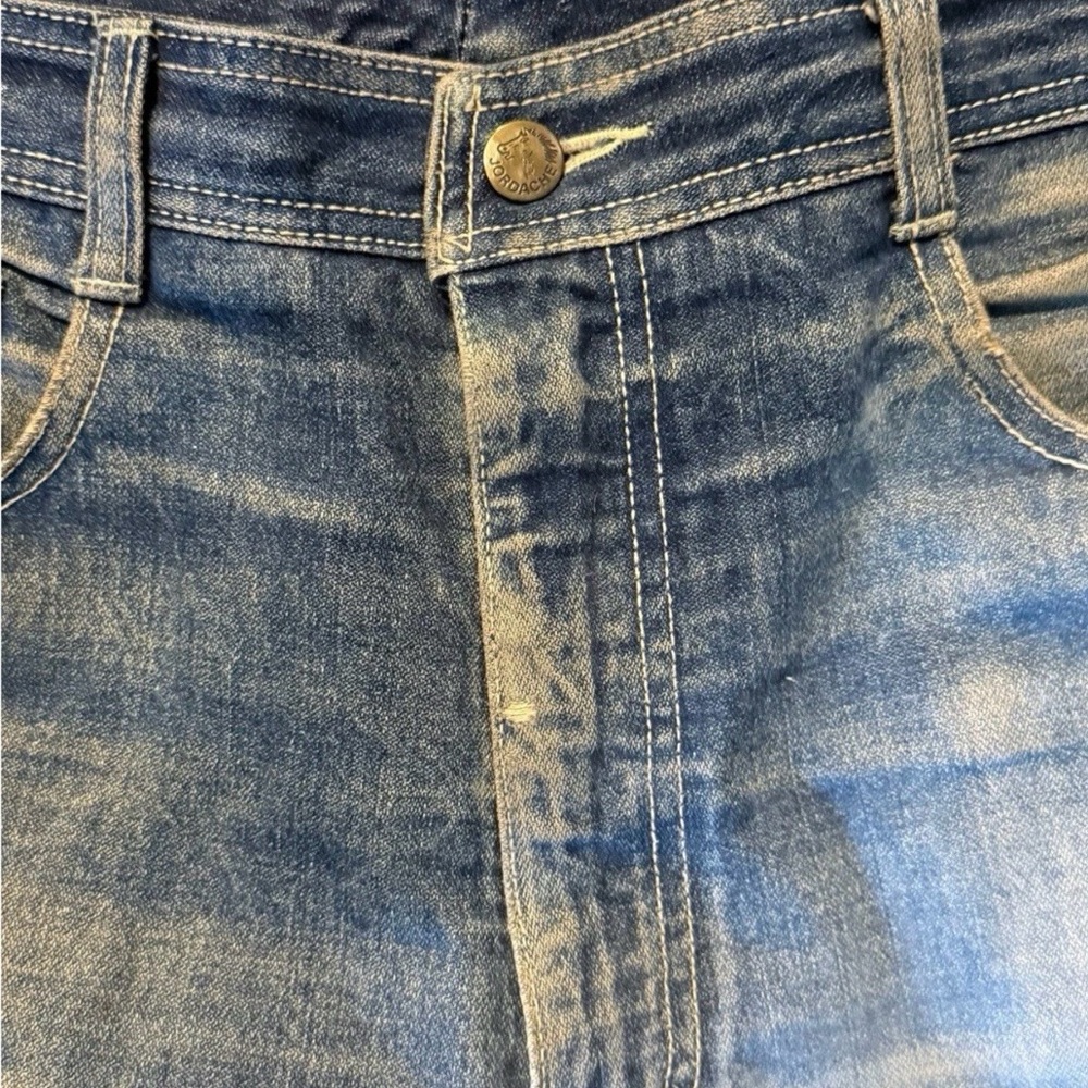 Jordache Y2K Men's Women’s 1980s Worn Blue Bootcut Jeans with Faded Whiskering - Picture 5 of 16